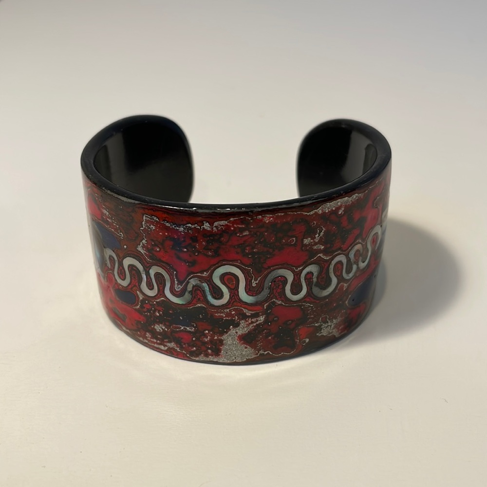 Red abstract designed cuff bracelet